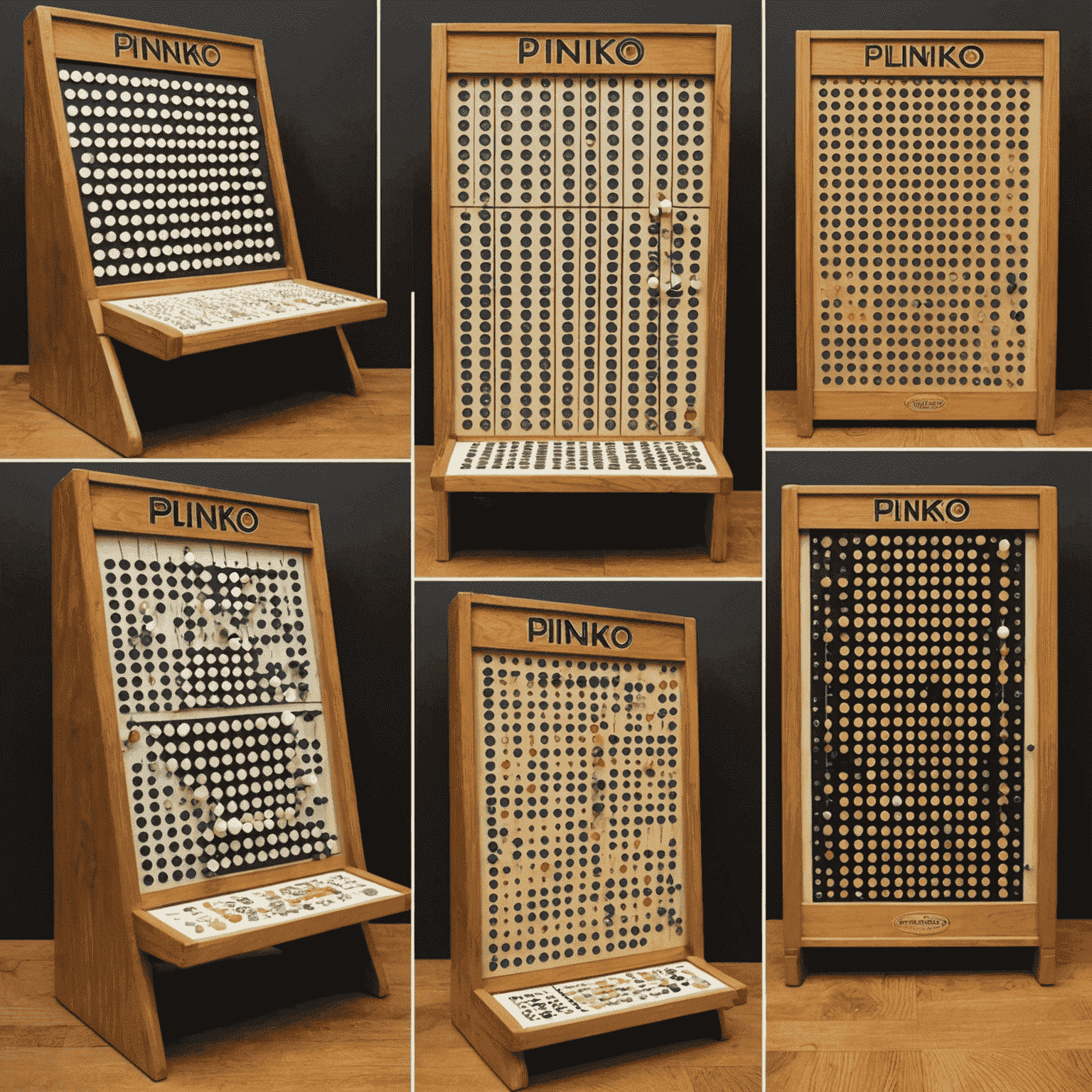 Eine Collage, die die Evolution des Plinko-Spielbretts zeigt, von seiner ursprünglichen Version bis zu modernen digitalen Adaptionen.